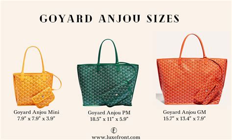 goyard tote sizes comparison|Goyard tote with zipper.